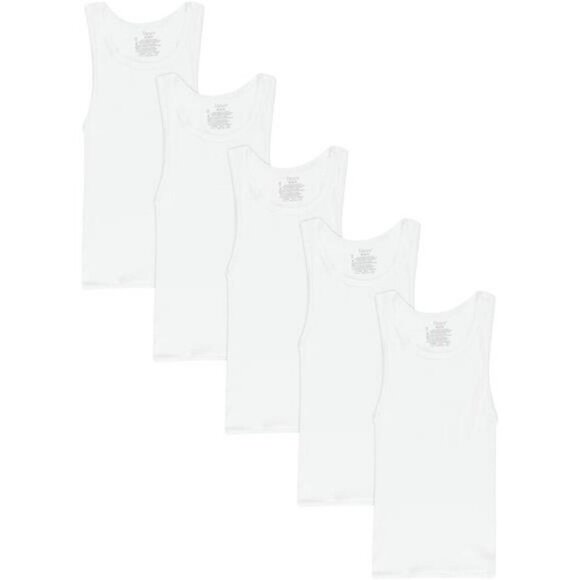 Hanes Boys Cotton Tank Top Undershirts 5 Pack Moisture Wicking Tagless Soft - Picture 4 of 4